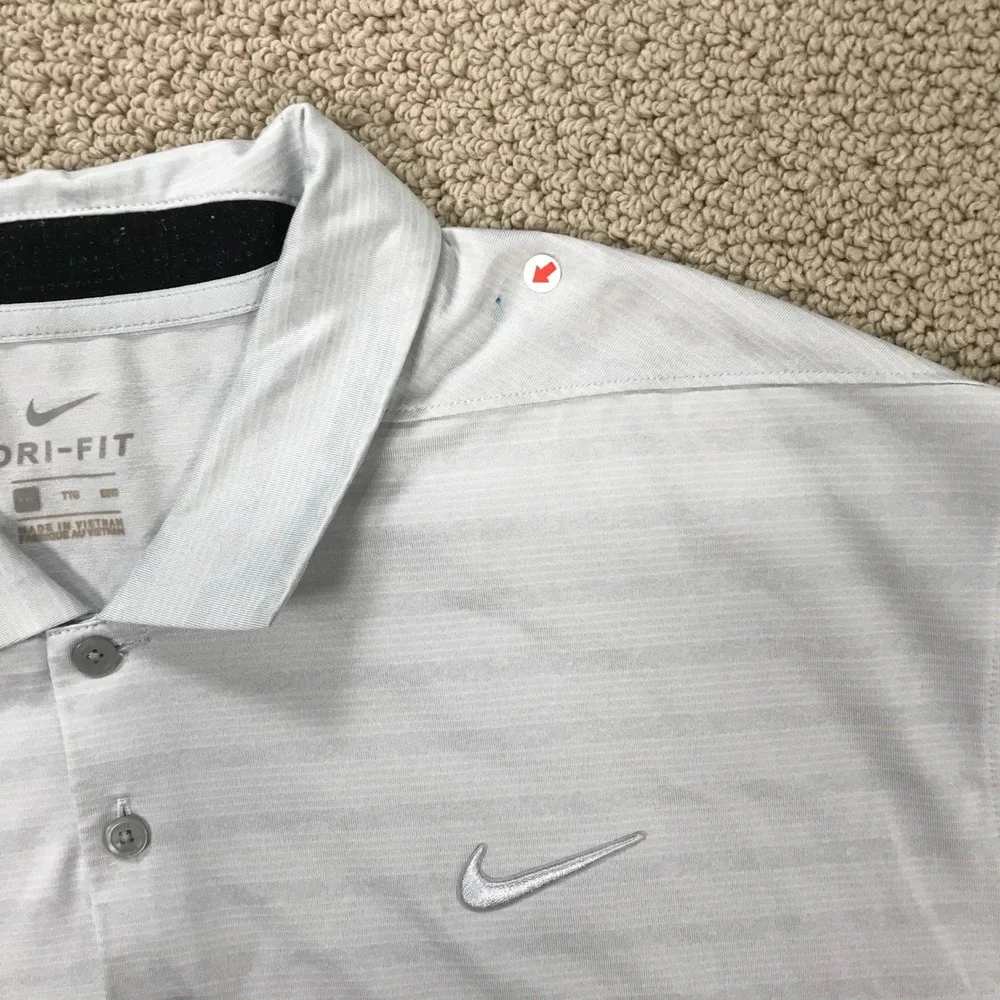 Nike Golf Dri-FIT Polo Shirt  XXL Grey White Striped Short Sleeve Performance